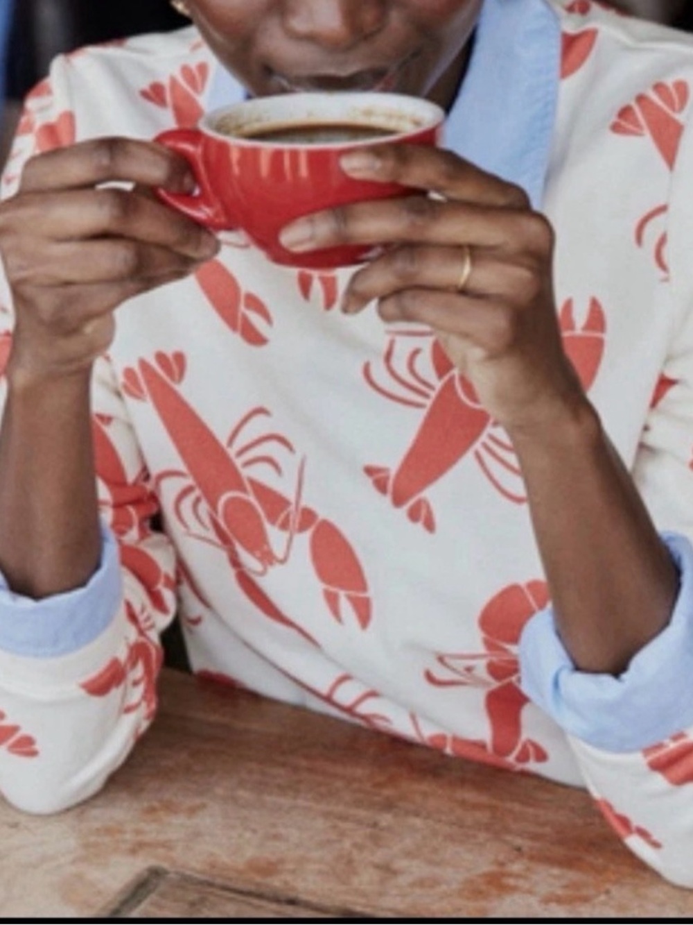 Boden Women's Off White Ref Lobster Print Sweatshirt. Size Large - Picture 2 of 15